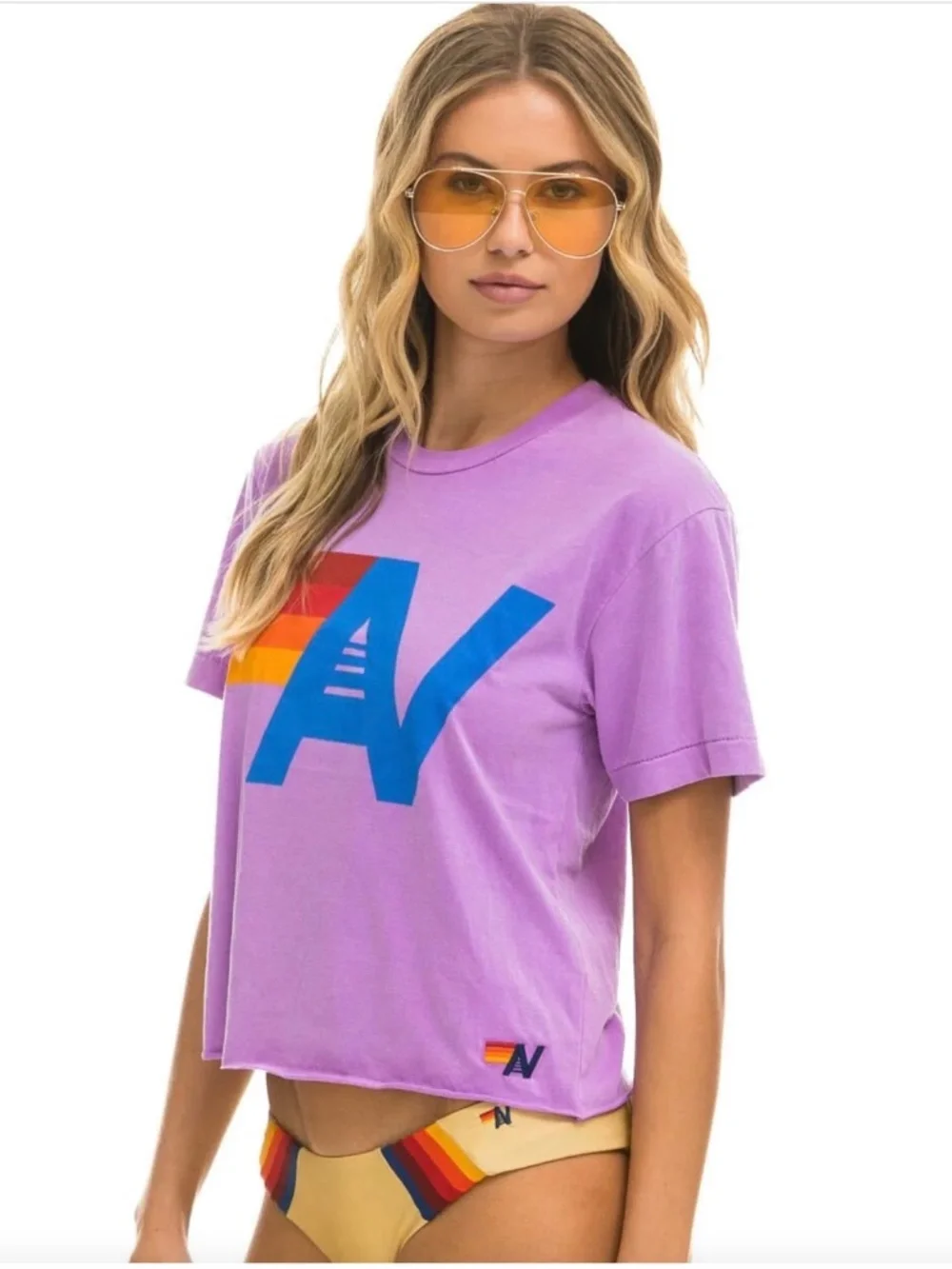 Bundle of 4 Aviator nation items LOGO BOYFRIEND TEE - NEON PURPLE - Picture 9 of 10